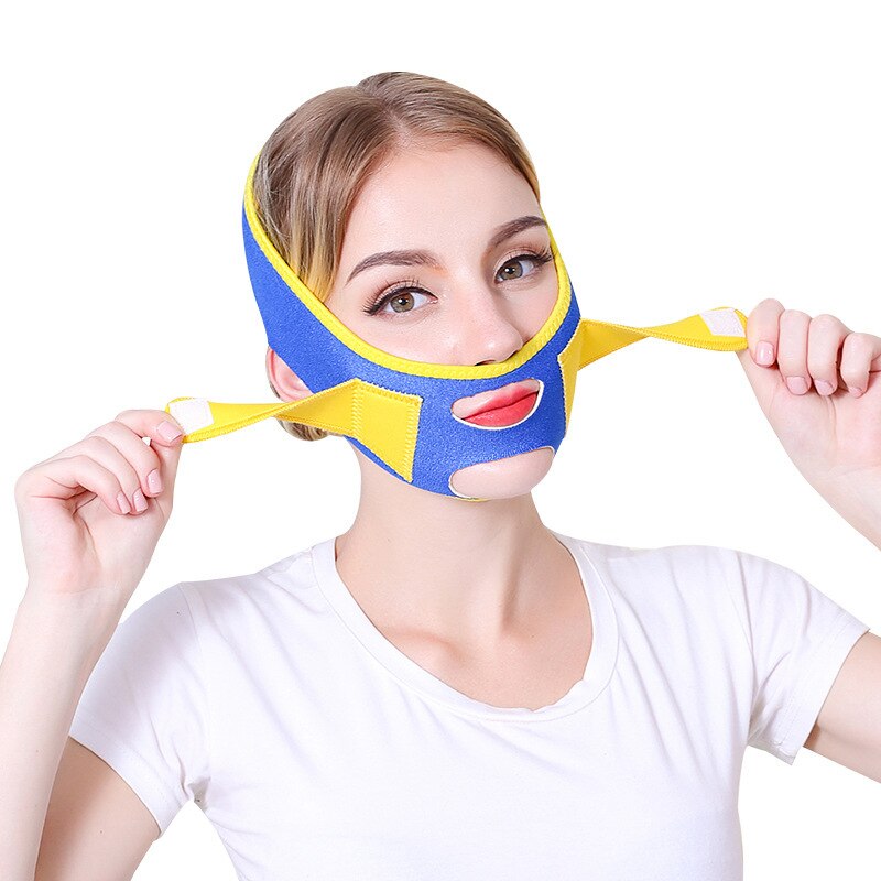 Dubbele Kin Gezicht Bandage Gezicht Afslanken Dunne Masker Bandage Gezicht Tillen Riem Slapen Face-Lift Masker Massage Afslanken gezicht Shaper: Blue and yellow