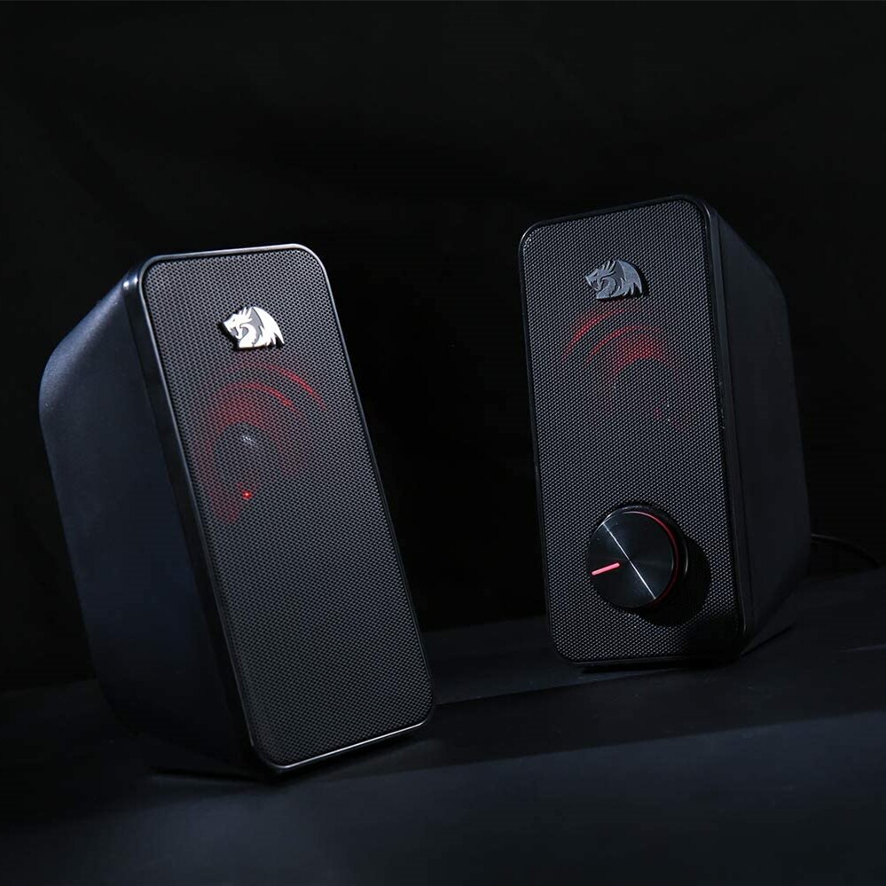 Redragon-altavoz para juegos de PC GS500 USB 3,5mm, altavoz para ordenador de escritorio de graves estéreo de 2,0 canales, color negro