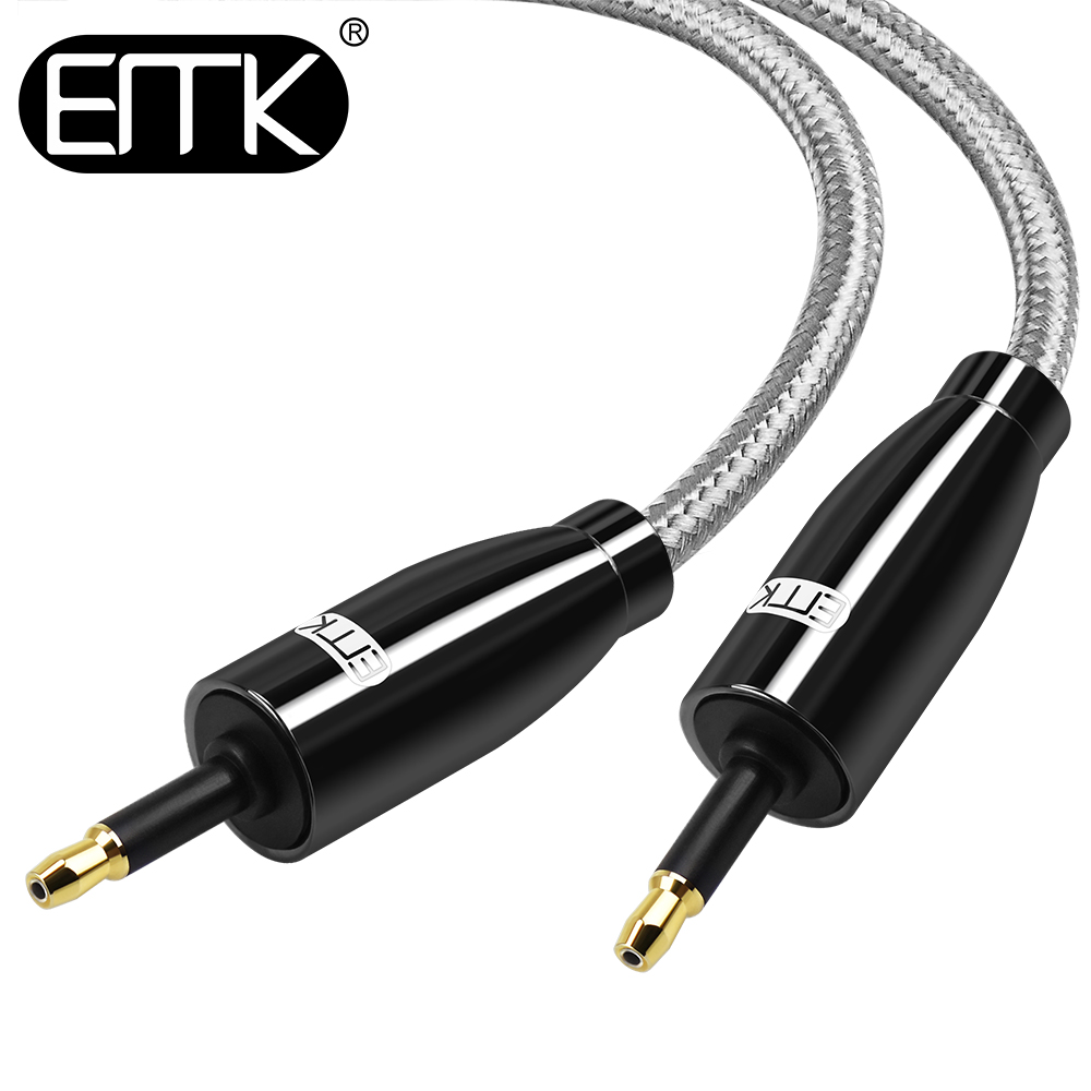 EMK Optisches Kabel 3,5 Mini Toslink zu Toslink Kabel Digitales SPDIF Glasfaser-Audiokabel Toslink 3,5 auf 3,5 Audiokabel 1 m 2 m