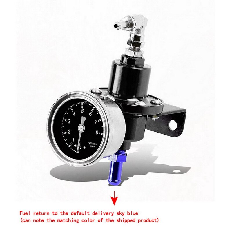 Universal Adjustable Fuel Pressure Regulator Kit with Gauge for Car: Black