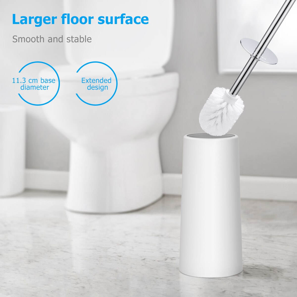 Toilet Brush and Holder Set Good Grip Compact Modern Toilet Bowl Cleaner Brush Set for Bathroom (White)
