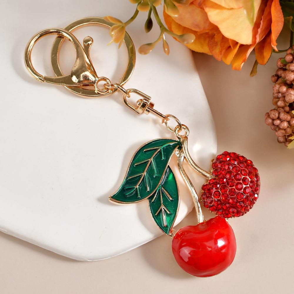 köstliche rot Kirsche Schlüssel bund Sommer Früchte Kirschen Anhänger Schlüssel Ring für Frauen Männer Schmuck Tasche Zubehör 2024