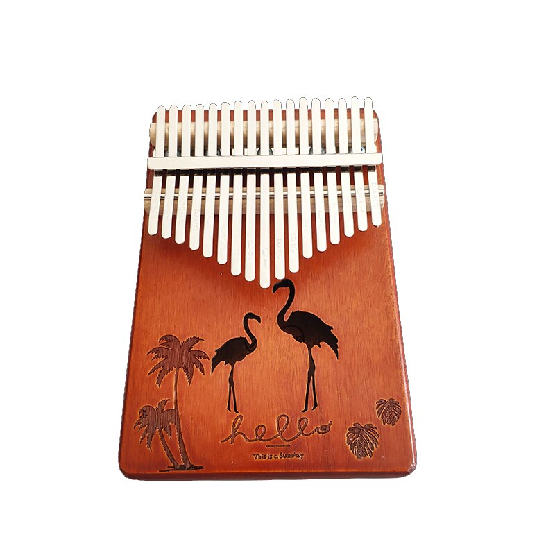 Kalimba-Piano de pulgar de 17 teclas, instrumento Musical de madera de caoba de , cuerpo de madera de Acacia, caja de música creativa: Brown Flamingo