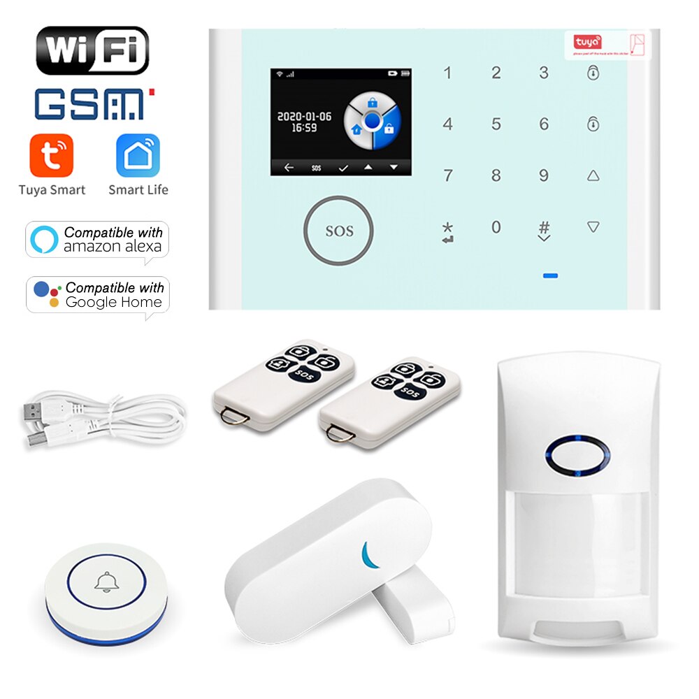 Wifi+gsm+gprs 3 in 1 verkko älykäs kodin hälytysjärjestelmä tuya app kaukosäädin 433 mhz kodin suojattu ovikello alexa google