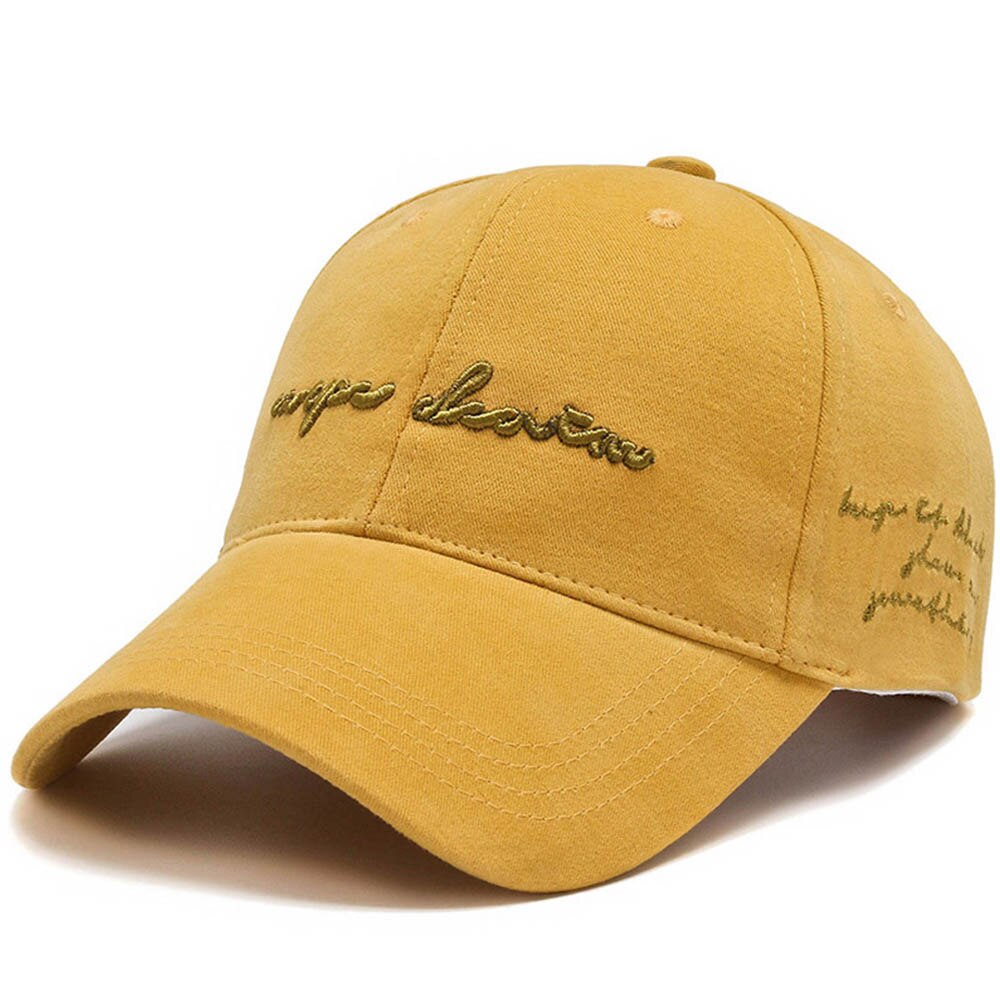 FS 2022 Stilvolle Orange Khaki Frauen Männer Caps Brief 3D Stickerei Sommer Im Freien Baseball Kappe Knochen Trucker Hut Gorras Hombre: Yellow Baseball Cap