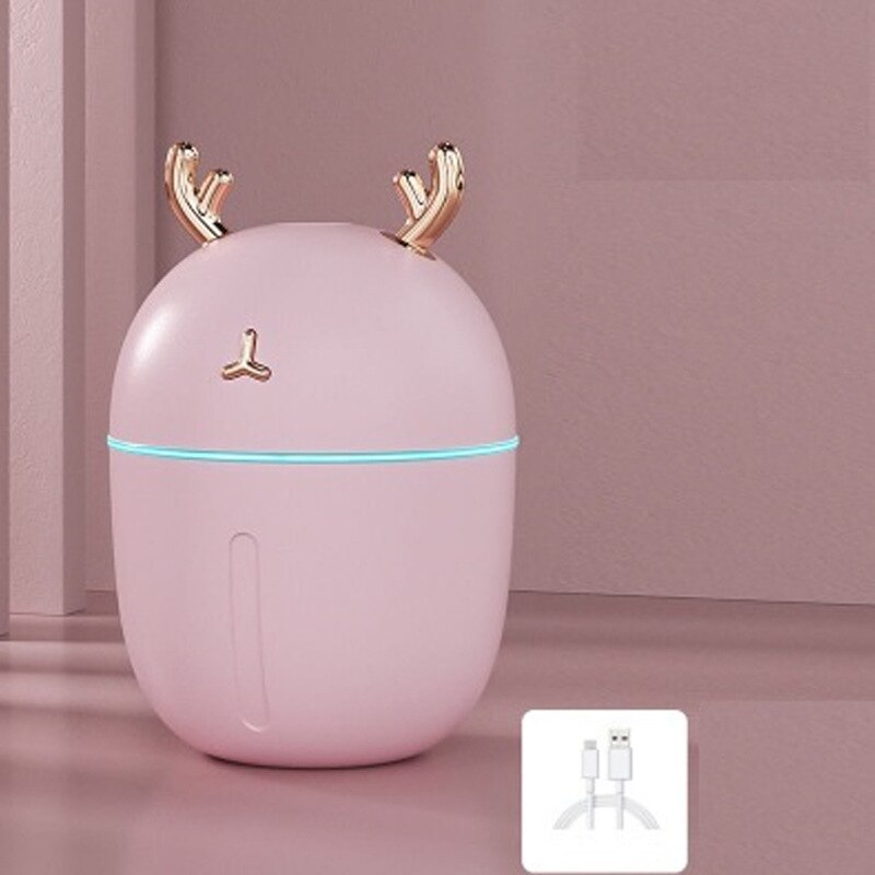 Luftfuktare hushåll sovrum liten mini luft aromaterapi rening spruta vatten påfyllning instrument usb anslutning: Rosa