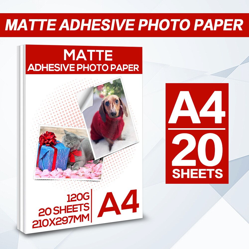 A4 20 fogli di carta fotografica di qualità 180g 210mm X 297mm carta fotografica lucida per tutte le stampanti a getto d'inchiostro carta da stampa carta lucida 4R: Matte adhesive paper