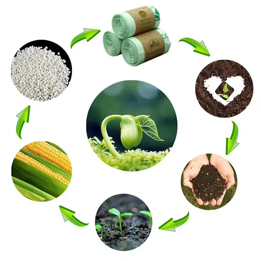 50 6/8/10l biologisch afbreekbare vuilniszakken voor huishoudelijk gebruik, composteerbare vuilniszakken voor de keuken