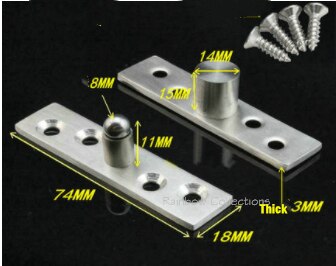 2 Stks/partij Rvs 360 Graden Rotatie 74/95/98Mm Roterende Scharnieren Locatie As Up En Down deur Verborgen Scharnieren: Size 1