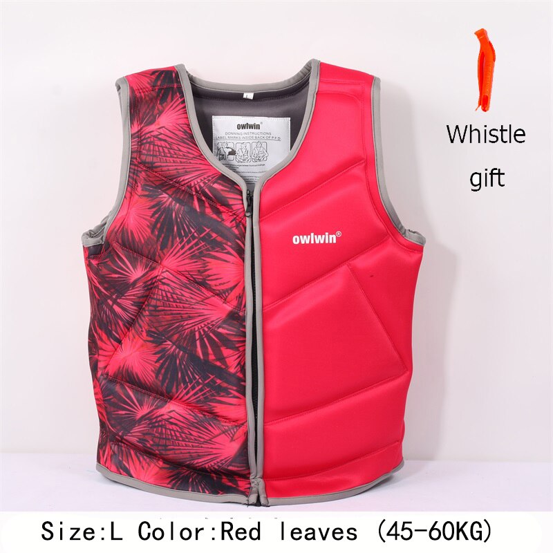 owlwin life jacket the fishing vest water jacket sports adult children life vest clothes swim skating ski rescue boats drifting: red leaves (L )