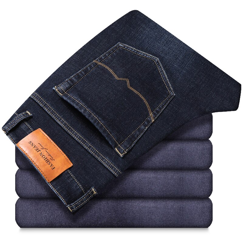 Heren fluwelen business jeans broek met vlokken, warme zachte herenbroek, geschikt voor  -10 graden celsius winter warme dikke fleece jeans