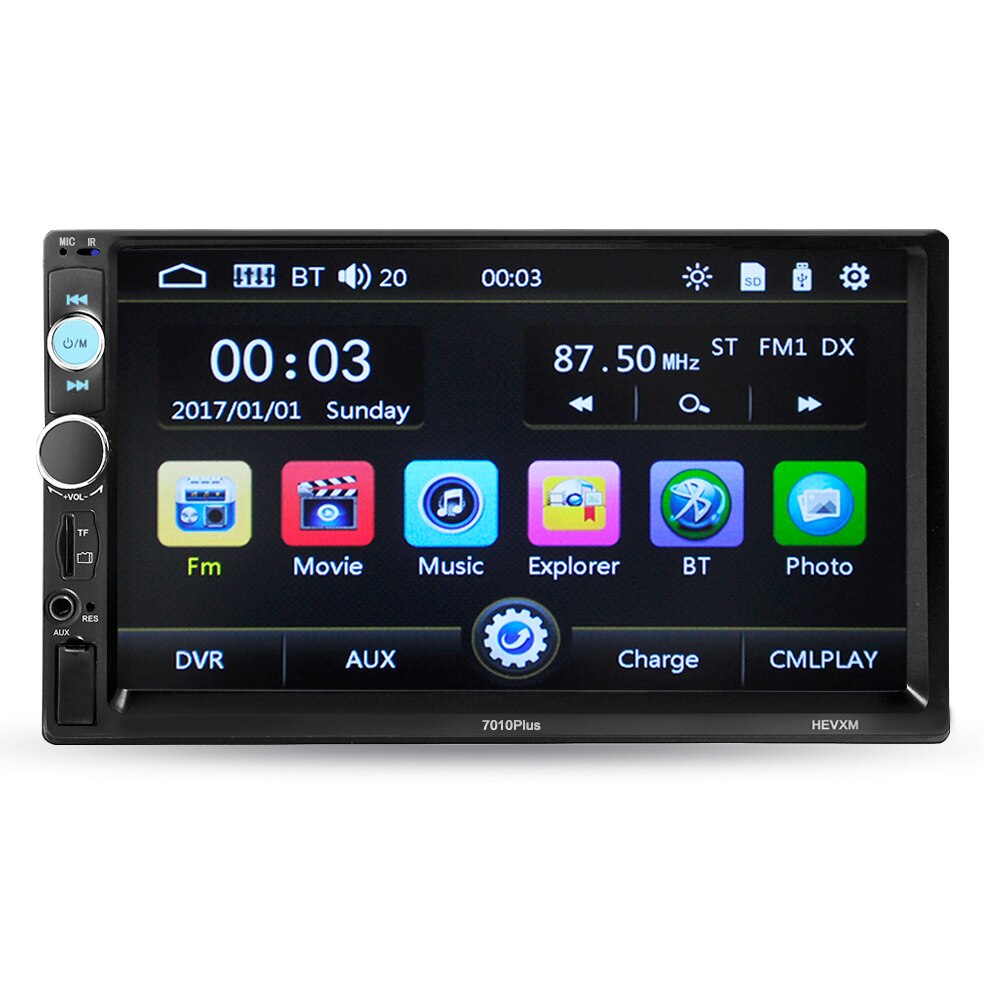 7 inch Universal Car Multimedia Player 2 Din Radio HD Bluetooth MP5 Media TF FM Support Rear View Camera