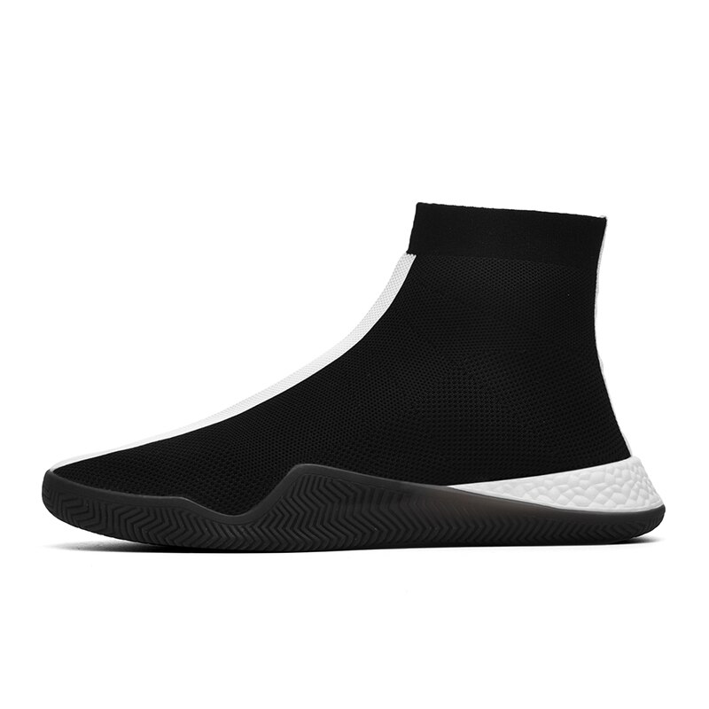 Mode Hoge Top Casual Schoenen Voor Mannen Ademende Flats Mannen Sneakers Elasticiteit Mannen Sok Schoenen Wandelschoenen tenis masculino: black K9 / 9
