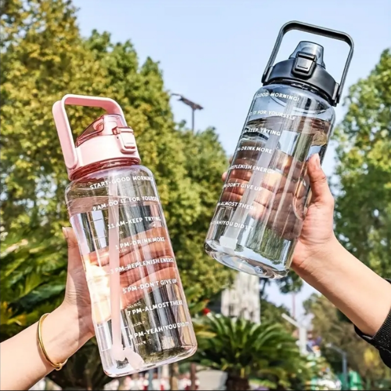 Butelka na wodę 1L bez BPA] 1 szt. Butelka na wodę PPSU z oznaczeniem czasu, słomką i uchwytem - Duża pojemność, dzbanek na wodę bez BPA