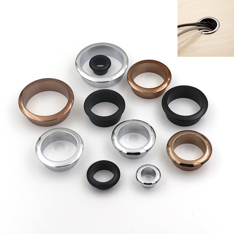 2pcs plastic wire hole cover 50mm Round table PC Cable Outlet Port grommet holder cabinet air vent decor ring Furniture Hardware