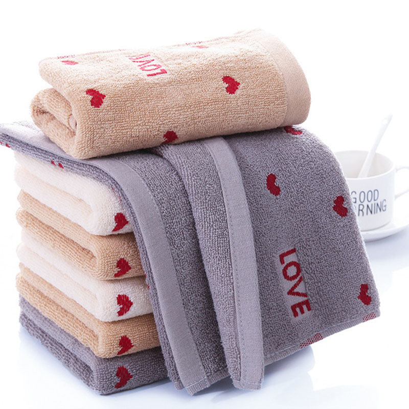 Cotton Red Heart Pattern Face Towel Bath Towels Soft Absorbent Material Cloth for Couple Adult Clean Product Home Textile