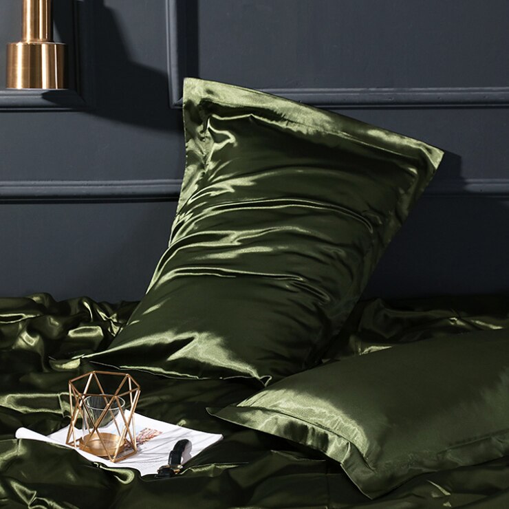 Zijde Kussensloop Queen King Size Voor Hotel Thuis Zachte Gezonde Kussen Kussensloop Zijden Kussensloop Zijden Kussensloop: ArmyGreen / 48x74mm 1pcs
