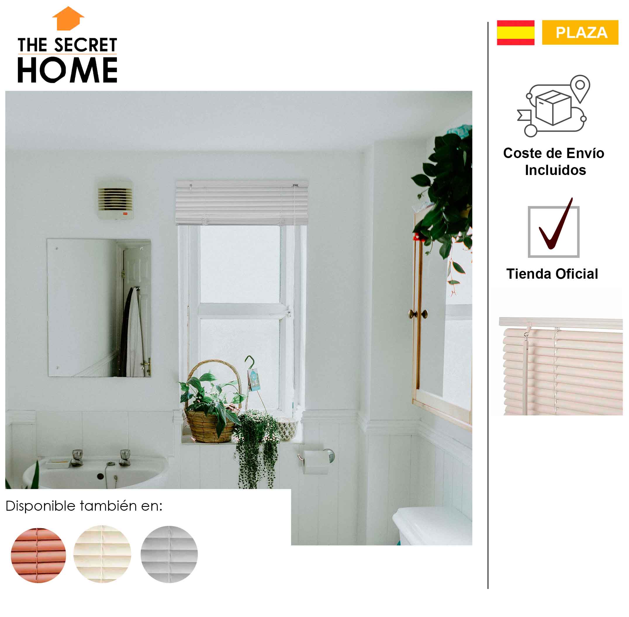 THE SECRET HOME - Persiana Veneciana PVC - Estor para Ventanas Enrollable - Decoración Salón, Cocina, Dormitorio, Despacho