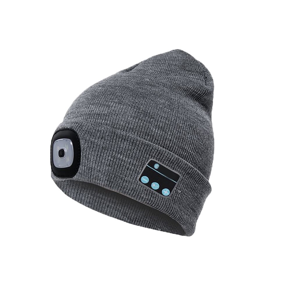 Berretto Bluetooth con sciarpa berretto in maglia ricaricabile Bluetooth con cappello a mani libere senza fili regalo di natale per uomo e donna: gray opp