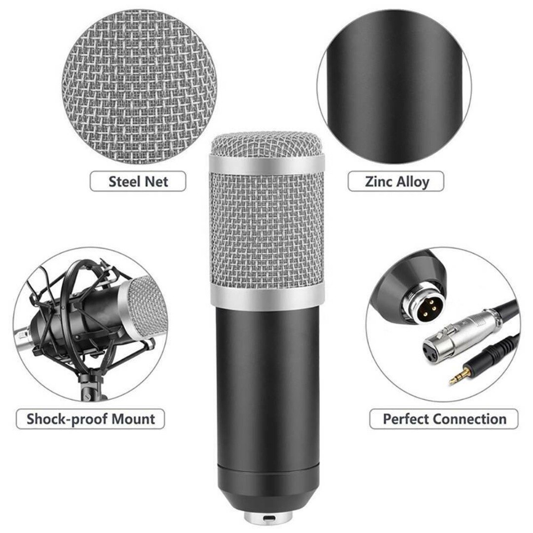 Streaming in diretta Broadcasting Recording Microfono A Condensatore Professionale Wired Microfono A Condensatore da Studio di Registrazione del Suono Mic Kit