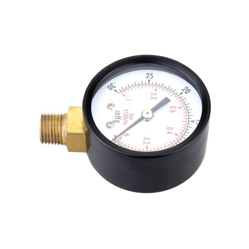 Pressure Gauge - 0 ~ -30inHg 0 ~ -1 bar Mini Dial Air Pressure Gauge Barometer meters Vacuum gauge dual scale dial Black