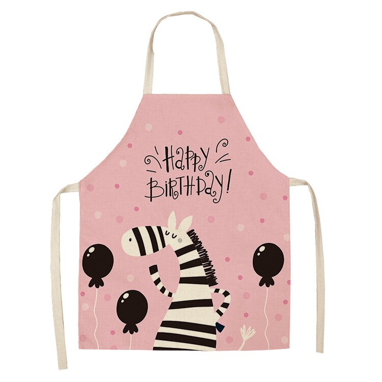 Kitchen Apron Cute Cartoon Zebra Printed Sleeveless Linen Aprons for Men Women Home Cleaning Tools
