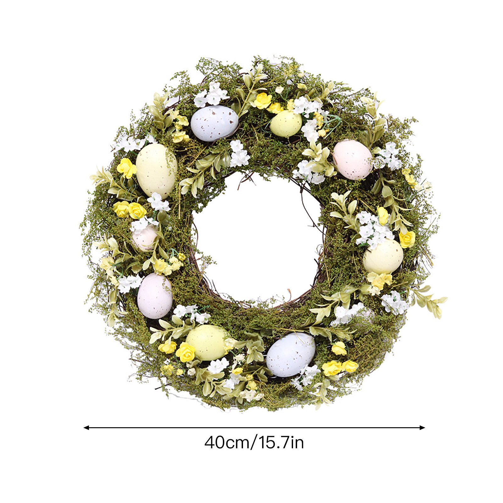 With Twigs And Pastel Eggs Artificial Flower Wreath Garland Decorations Round Wall National Home Door Easter Decoration