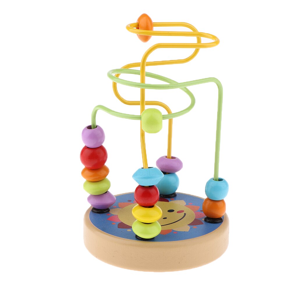 Colorful Cartoon Wooden Bead Maze Roller Coaster Activity Cube Educational Abacus Beads Circle Toys for Children Toddlers Kids: Sun Flower