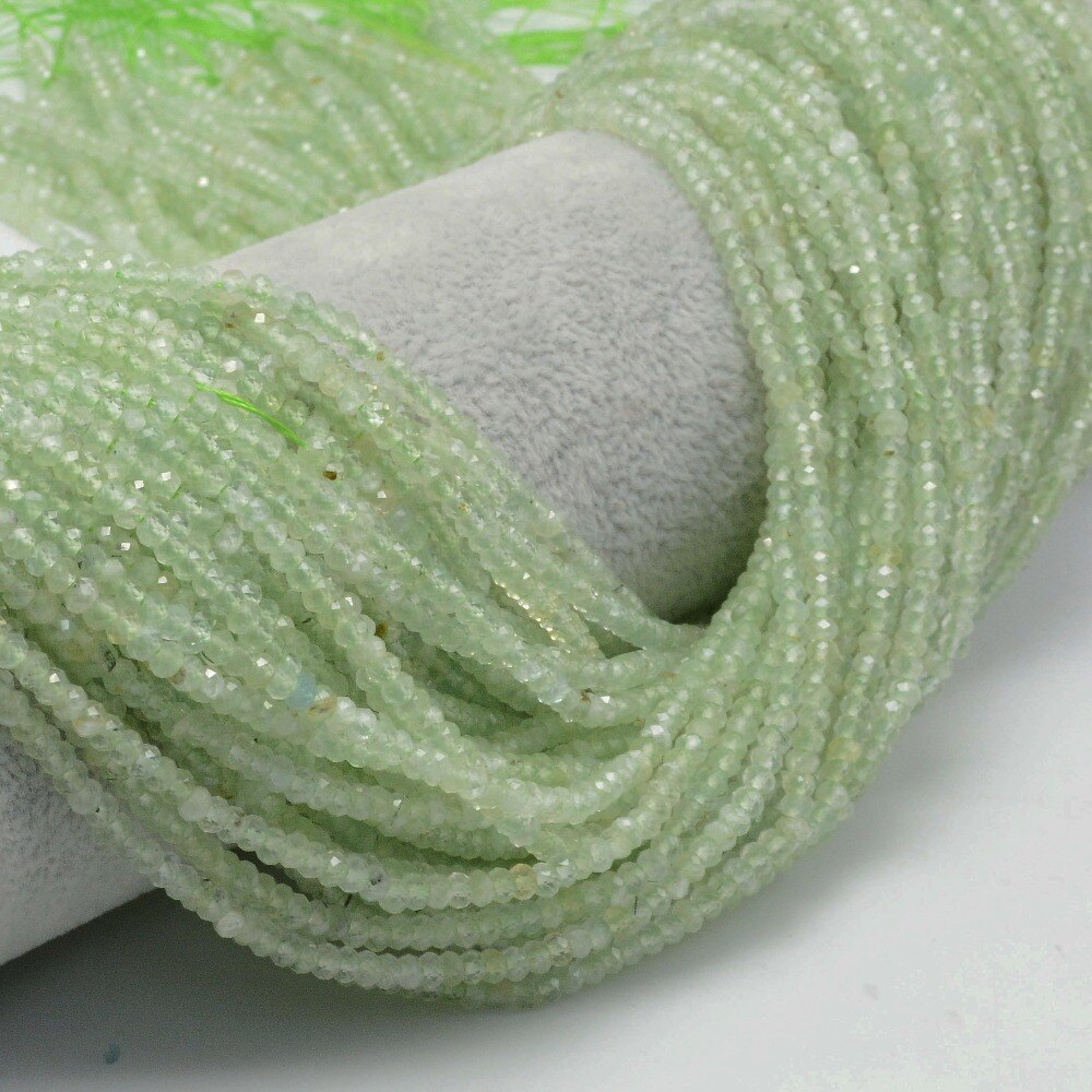 Natural Prehnite Faceted Rondelle Beads 3x2mm / 4x2mm