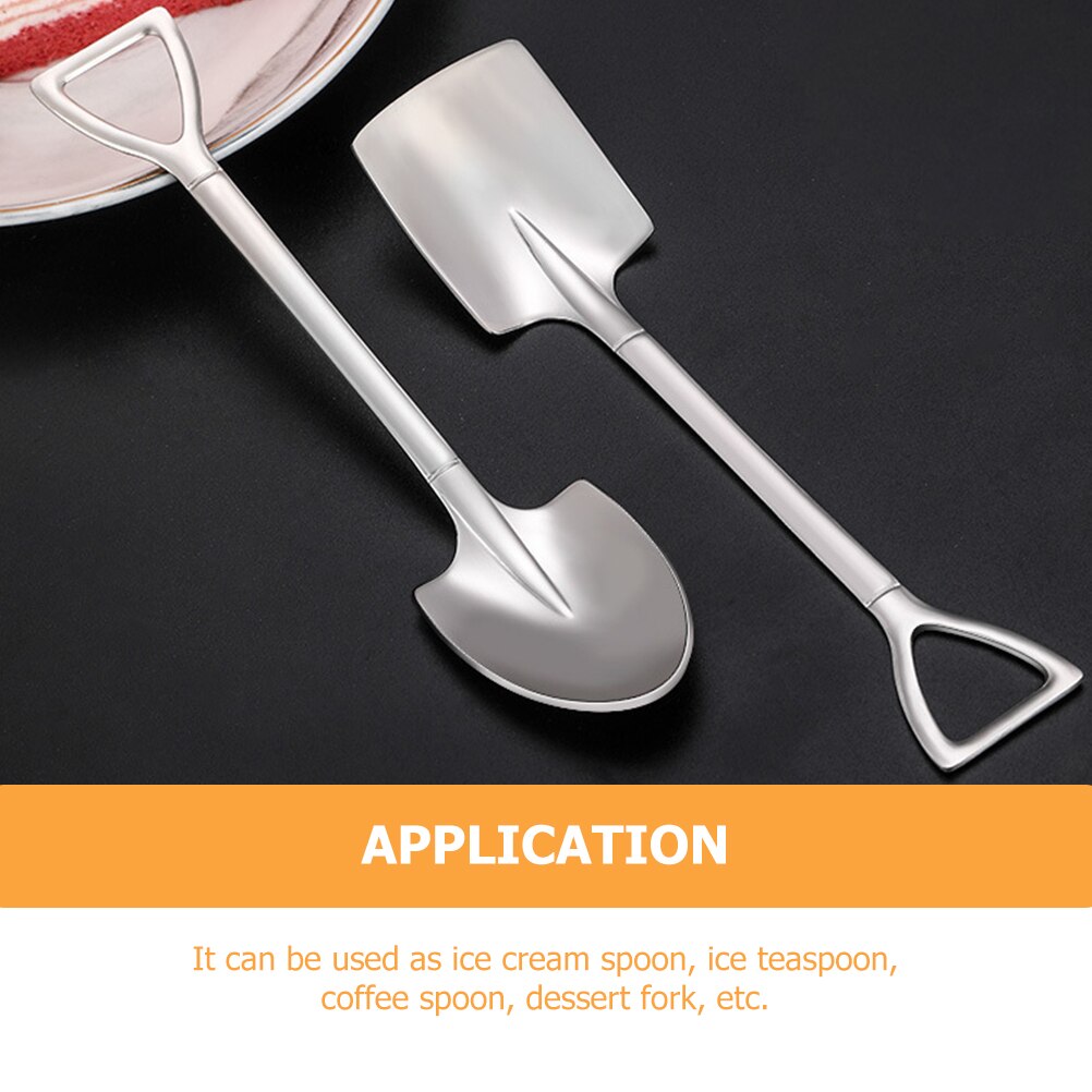 9pcs Small Shovel Spoon Fork Pointed Spoons Dessert Fruit Serving Spoons