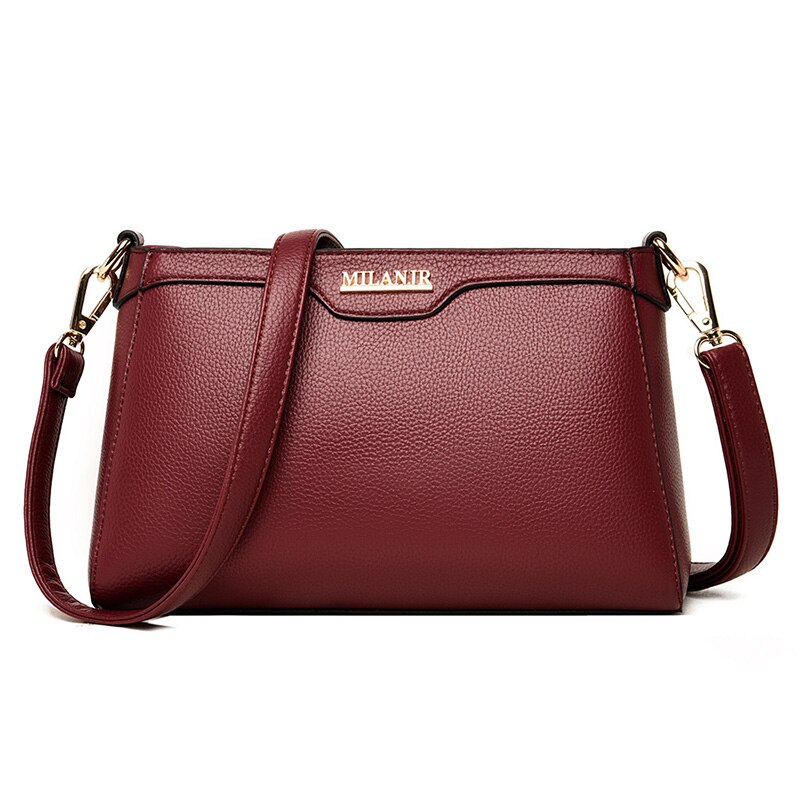 Famous Brand Pu Leer Effen Kleur Schoudertassen Voor Vrouwen Casual Crossbody Handtas: Wine Red