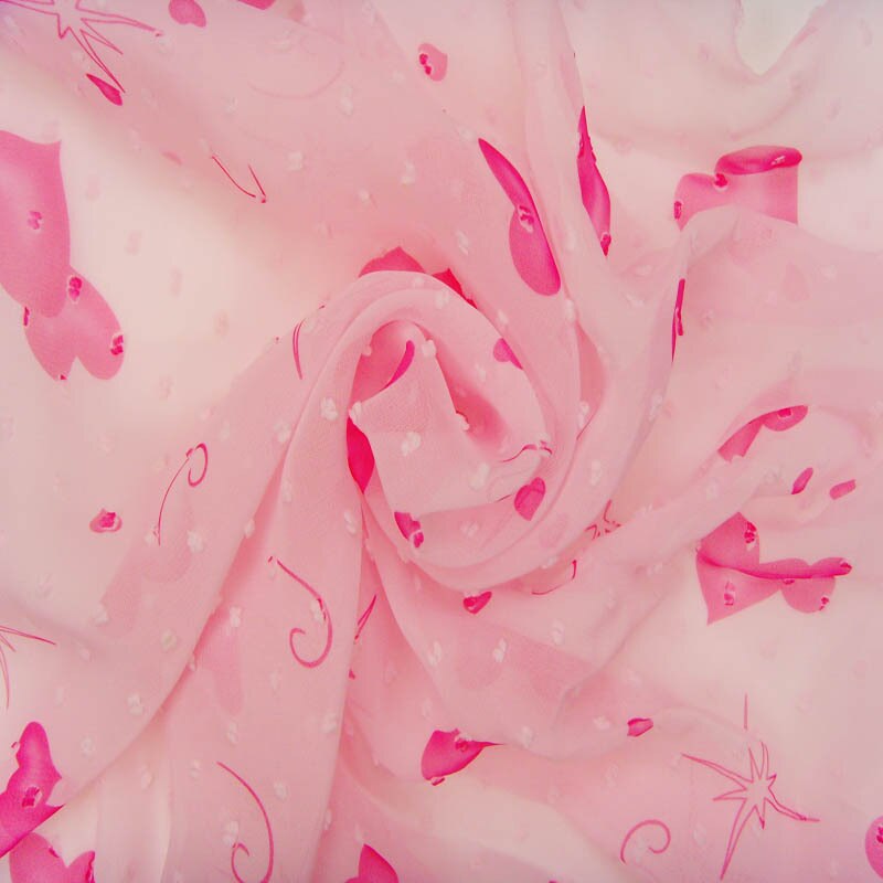 Tela de gasa con estampado de corazones y puntos suaves, materiales de malla de tul para vestidos, blusa de costura para mujer y ropa para niños DIY