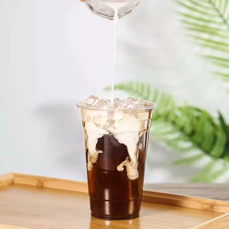 Jednorazowe kubki na Smoothie, płasko zakończony kopułkowe pokrywki, plastikowe szklanki robić koktajli mlecznych przezroczyste, mocne plastikowe kubki klasy piwo na przyjęcie przezroczyste