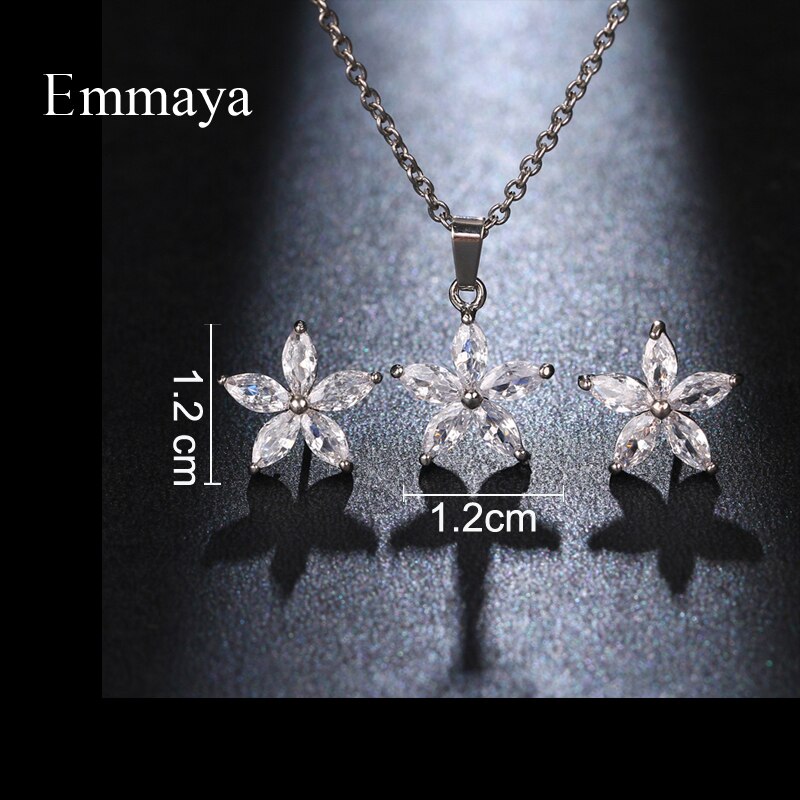 Emmaya clásico forma de estrella collar y pendiente para las mujeres delicado conjunto de joyas de circón de nupcial brillante