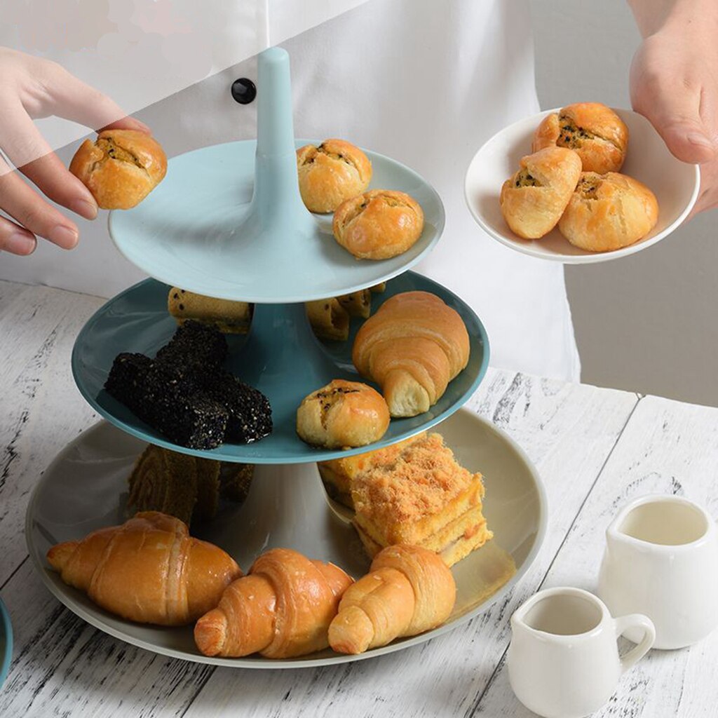 3-Tier Plastic Cupcake Display Stand Dessert Houder Ronde Fruit Snacks Kom Voor Baby Shower Verjaardag Bruiloften Thee Party