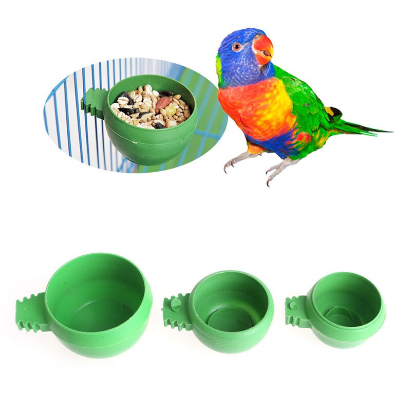 Mini papegøje mad vand skål foder plast fugle duer bur sand kop fodring med håndtag