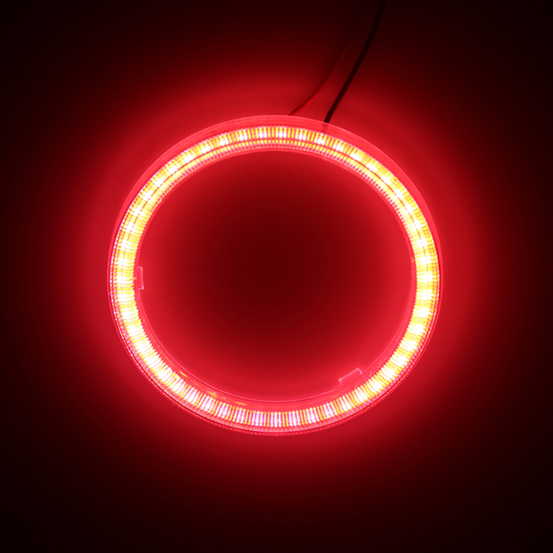 Super Ljusa Halo Ringar COB LED Angel Eyes - 60mm till 120mm - Bil och Motorcykel DRL Lampa: Röd / 3000k