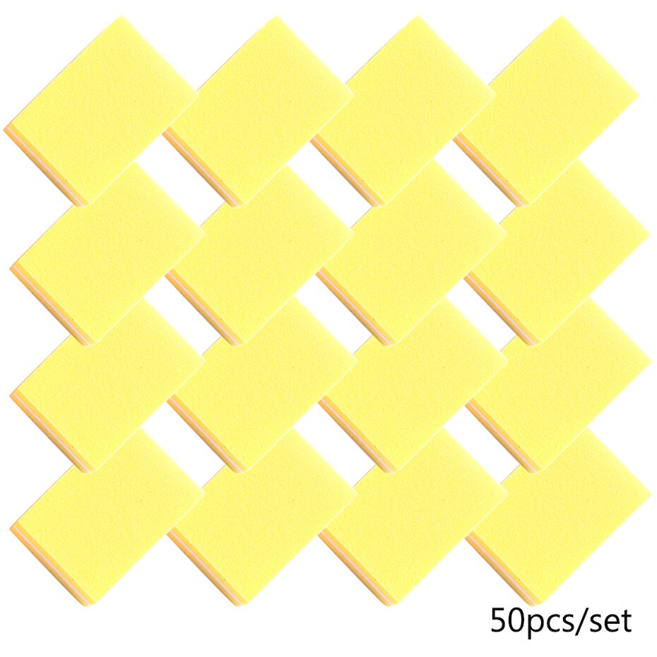 Esponjas para uñas, limas de uñas de doble cara, 25/50 de grano, Mini bloques de pulido para pedicura, herramientas de lijado, manicura #100/180-1, 1824 Uds.: 50pcs-Yellow