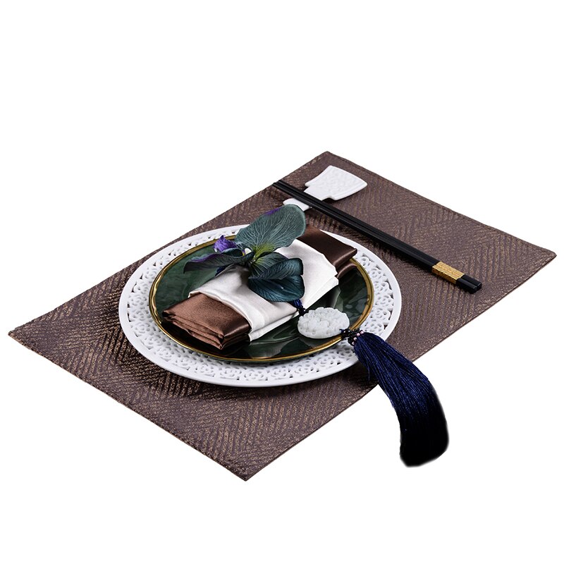 Chinese Tableware Western Food Plate Set Model Room Hotel Hollow Ceramic Tableware Set Tableware Full Package Pad Napkin
