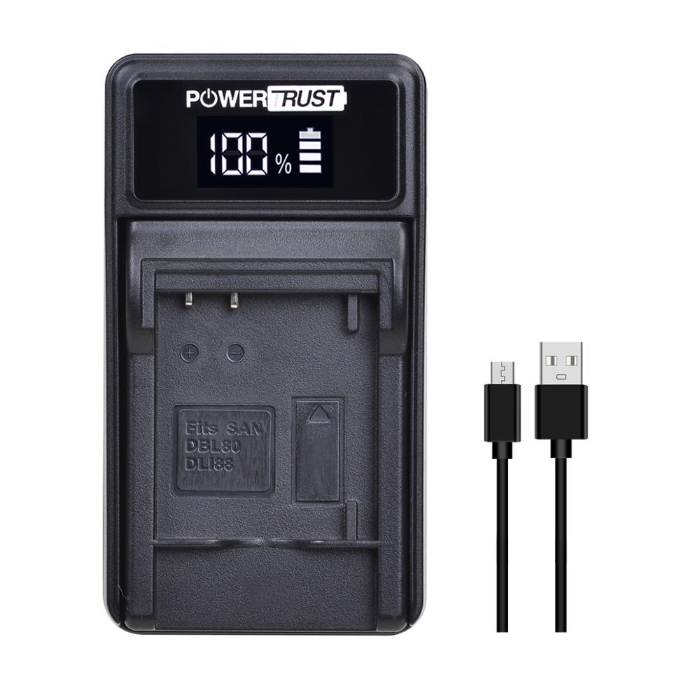 PowerTrust D-Li88 DB-L80 VW-VBX070 Camera Battery + LED USB Charger for Sanyo VPC-CG10 VPC-CG20 For PENTAX VPC-CG88 CG100: 1 charger