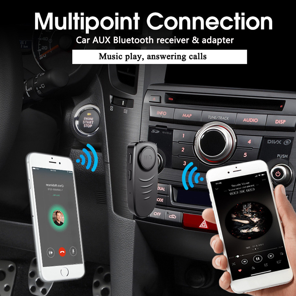 Rovtop Bluetooth 5.0 Car Audio Receiver Adapter 3.5 Mm Jack Aux Draadloze Stereo Muziek Audio Receiver Met Mic Bluetooth Adapter