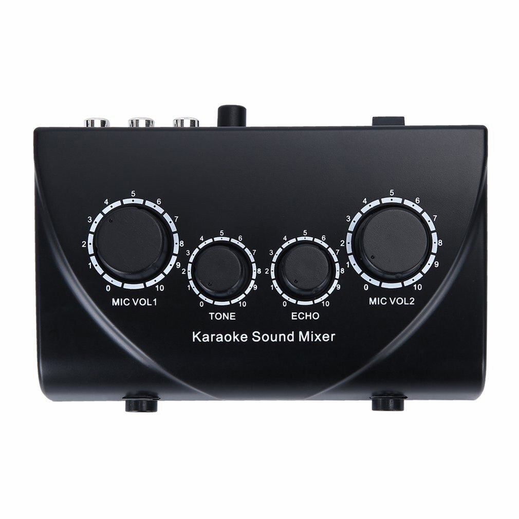 Portable Dual Mic Inputs Audio Sound Mixer For Amplifier &amp; Microphone Karaoke Ok Mixer Digital Effect Mixers