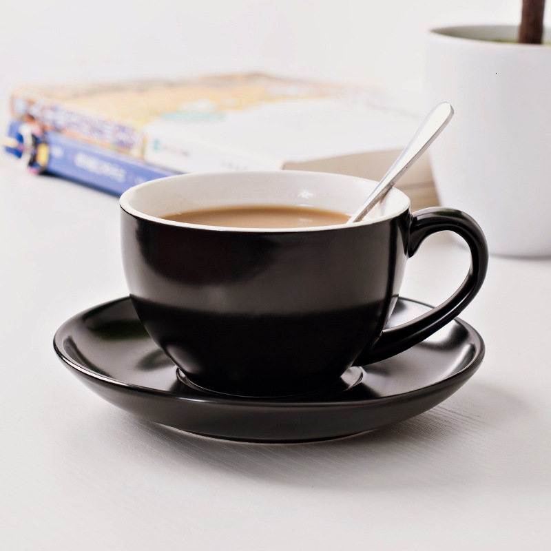 Keramik kaffekop underkopsæt espresso cafe krus restaurant mælk cappuccino latte kaffe krus medbring ske underkop 200ml: E