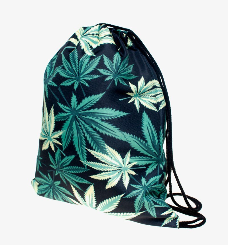 Hemp leaves backpack drawstring BAGS drawstring 3D printing softback bags Women's shoulder bag knapsack women Femtie: Default Title