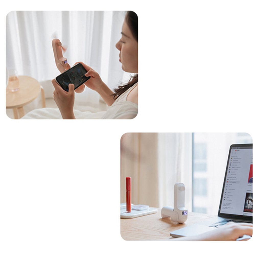 Hand-held folding fan mobile phone holder digital display power charging triple practical fan
