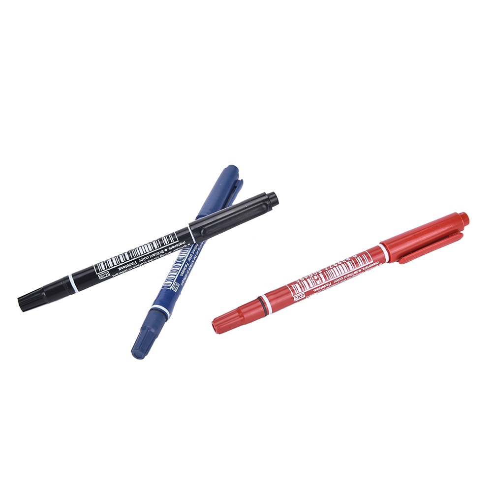 1PC Double Marker Pen Permanent Black Ink Pens Metallic CD Ceramic Glass Plastic Wood Paper Paint Marker