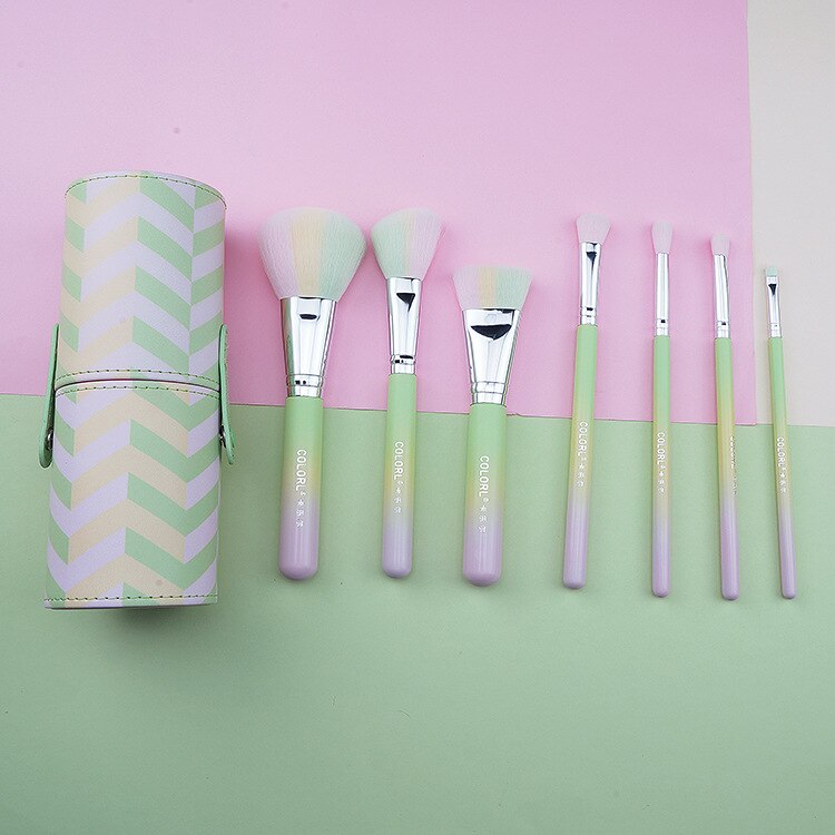 Lavender pinceaux de maquillage Makeup Brushes Set Powder Eyeshadow Foundation Brush 10PCS Cosmetics Makeup Sets with Bag: light green 7pcs