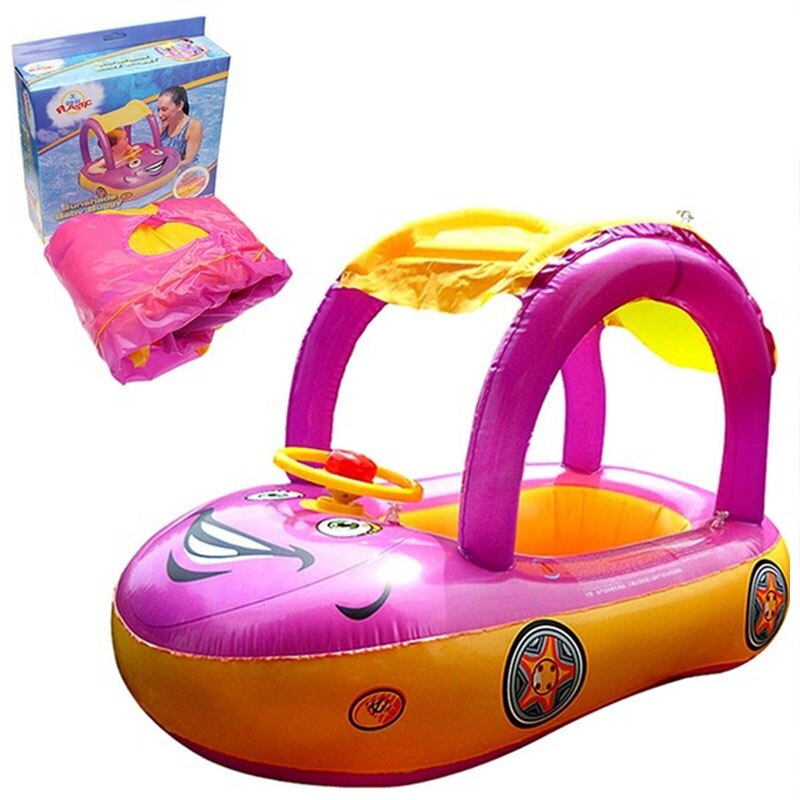 Sommer Lenkrad Sonnenschirm Schwimmen Ring Auto Baby Stiefel Schwimmbad Wasser Park perlen-Baby-haar zubehörfür junge mädchen freundlicher Karikatur Auto Spielzeug: Lila