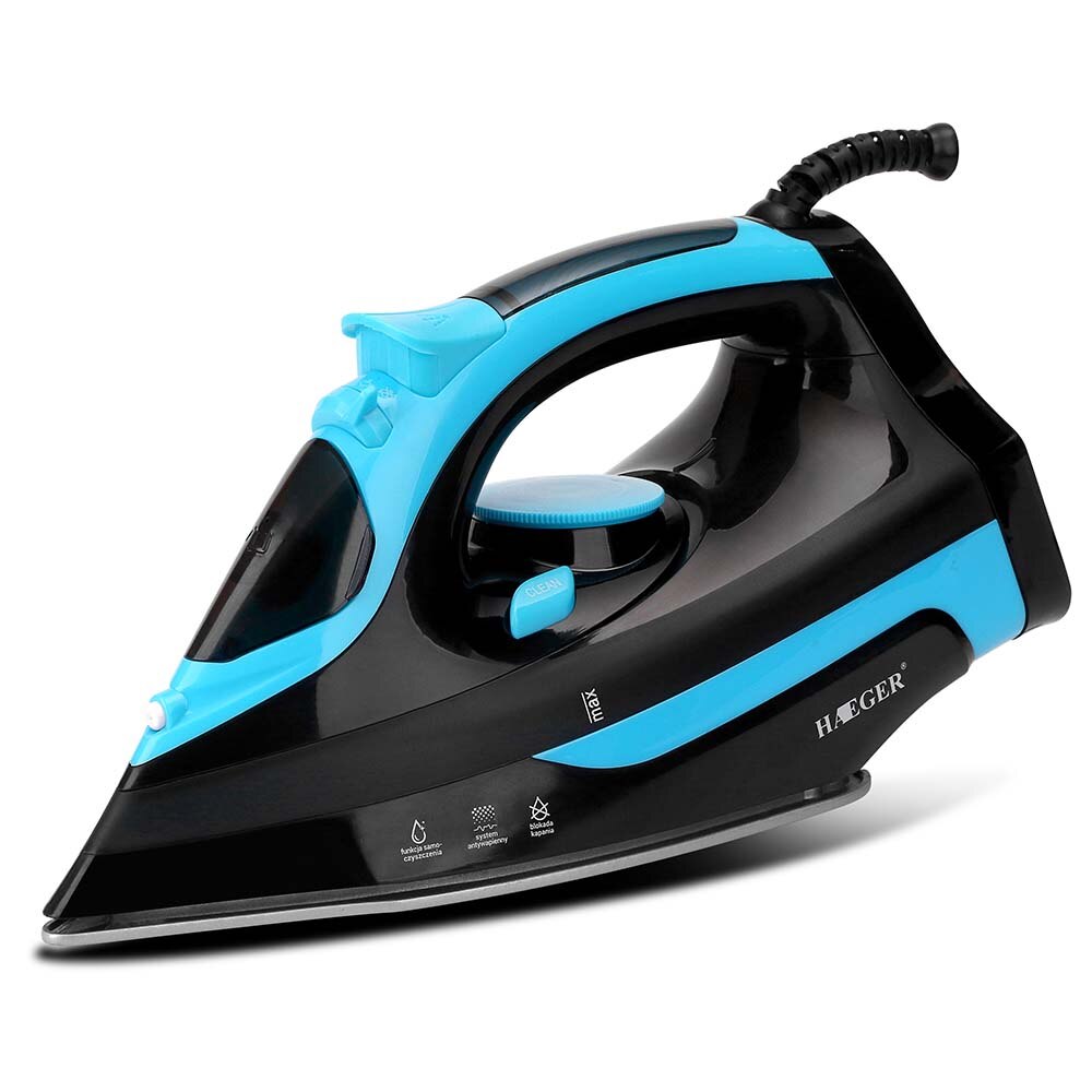 2000W Household Electric Steam Irons for Clothes Multifunction Adjustable Ceramic Soleplate Iron: Blue / UK