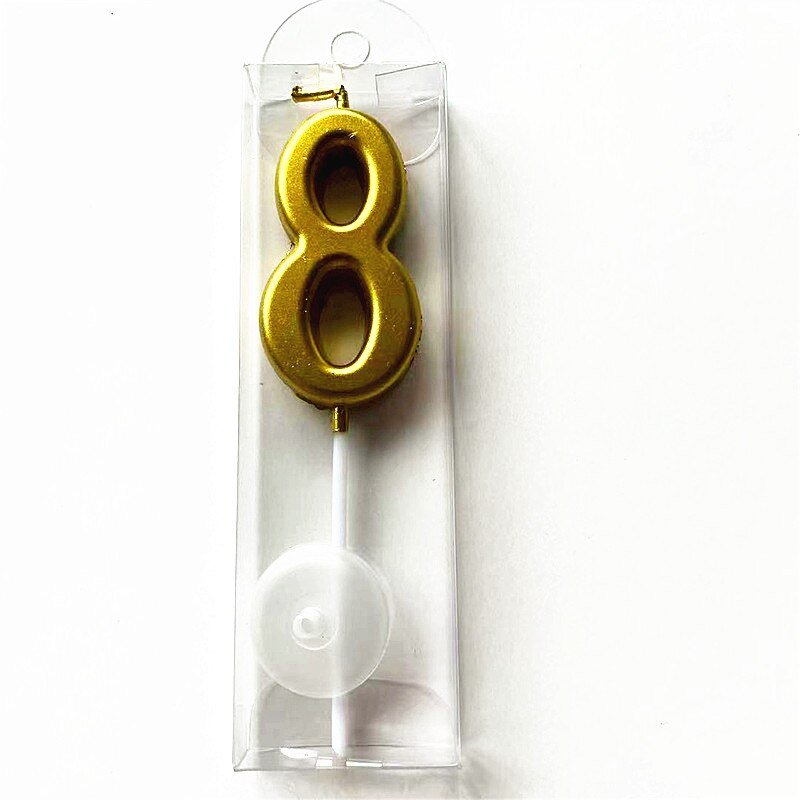 Gold Number 0-9 Happy Birthday Cake Candles Cake Top Decorating Tools Decor Candles DIY Wedding Home Party Decor Number Candle: 8